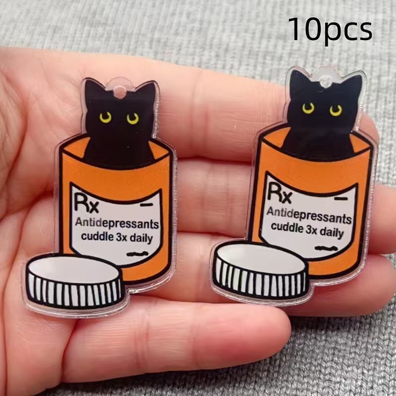 Jewelry Making Diy - 10個のアクリル製薬用猫ペンダント、DIYジュエリー作り用イヤリング、ネックレス、キーホルダーアクセサリー