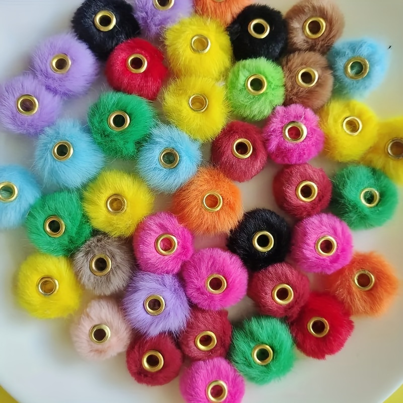 Jewelry Making Ideas With Beads - 10 個/20 個 20 ミリメートル混合色シリーズロングヘア大穴ぬいぐるみビーズ DIY