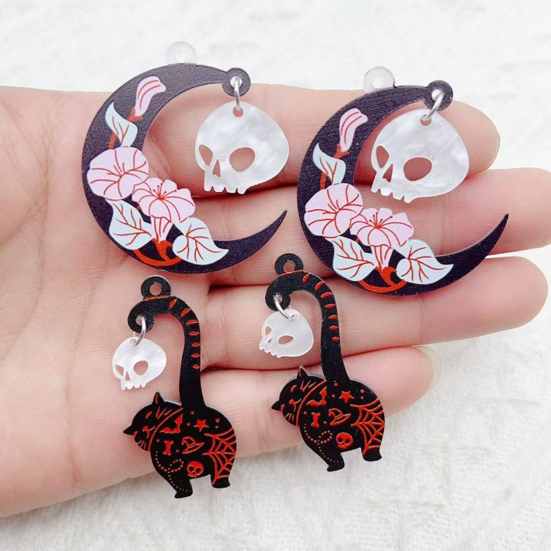 Jewelry Making Diy - 10個入り ハロウィン アクリル ゴースト ブラックキャット スカル