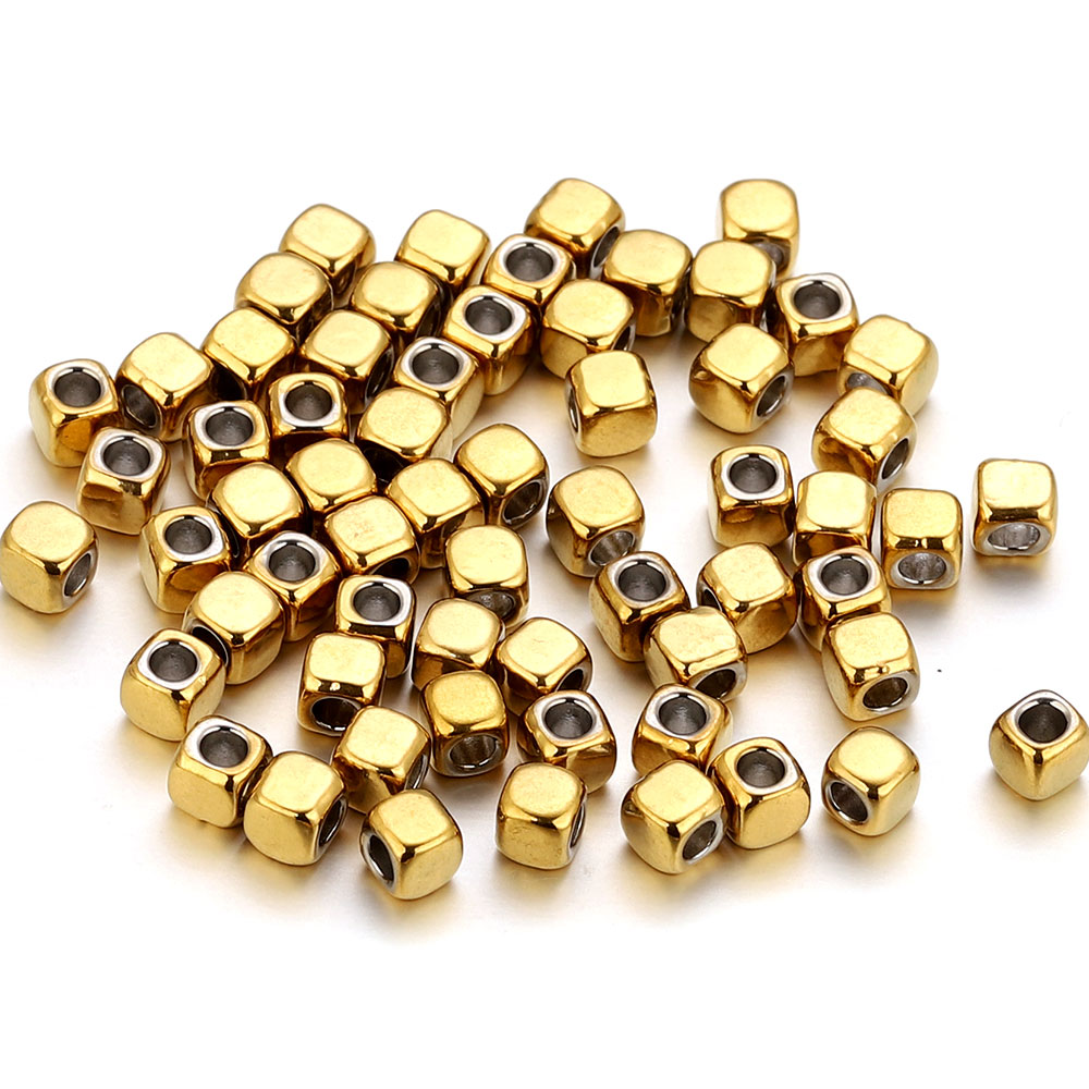 Jewelry Making Supplies Wholesale - 50 個 2/3/4 ミリメートルステンレス鋼スクエアスペーサービーズルースビーズ DIY ジュエリー作成用品金属ビーズ針仕事用卸売