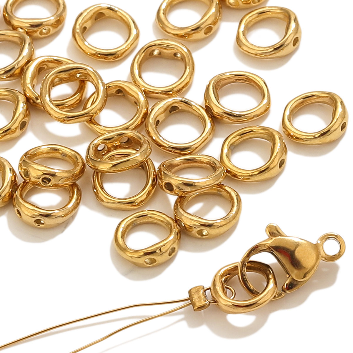 Jewelry Making Bead - 20個入り ステンレス製クラスプ エンドコネクター フック ビーズ用品 DIY