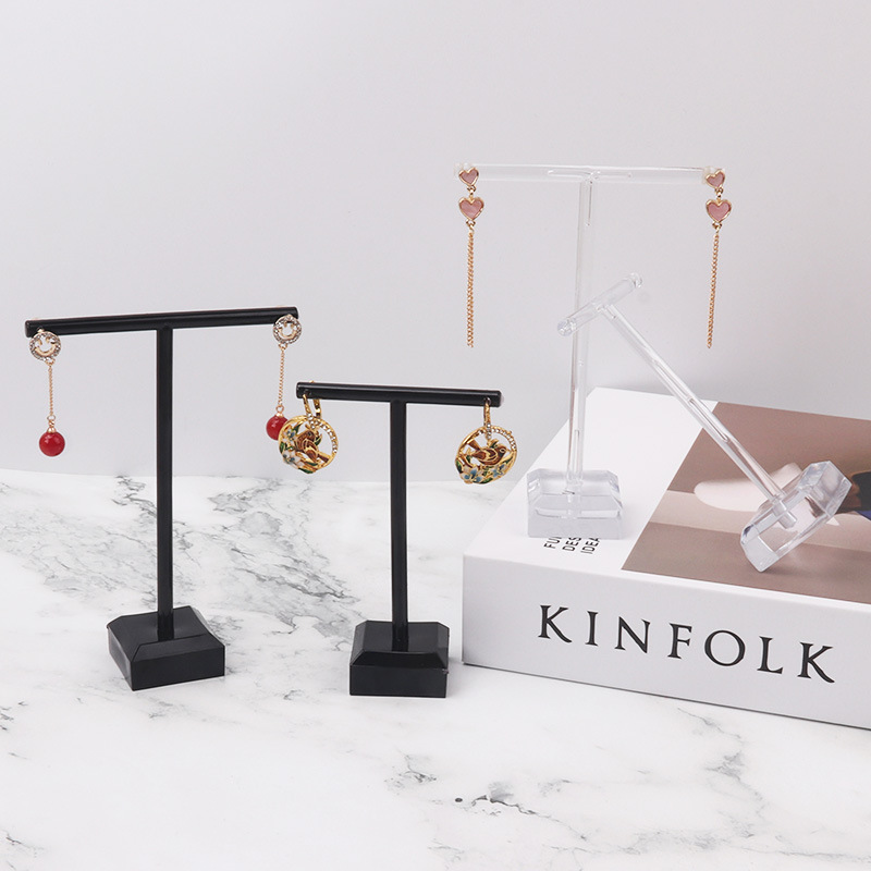 Jewelry Making Kit Professional - 2 個のアクリルジュエリーディスプレイラック T 字型スタンドショーチャームユニバーサルプロフェッショナルショーケースブティックセットイヤリング棚