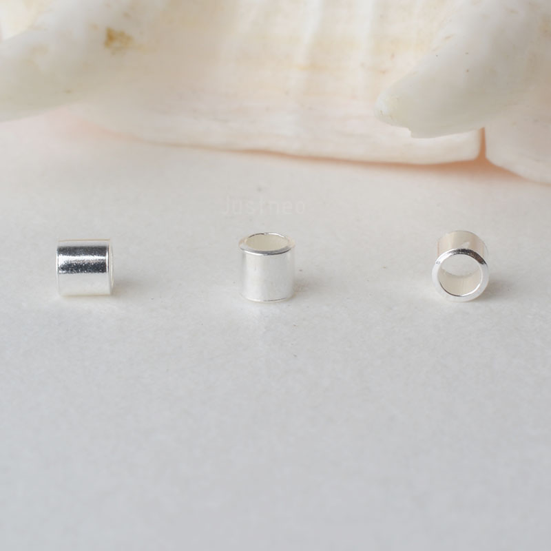 Crimp Bead Tube - ジュエリーを作るための925スターリングシルバーの低刺激性ルーズリベット,滑らかな小さなチューブ,スペーサースペーサー,2mm