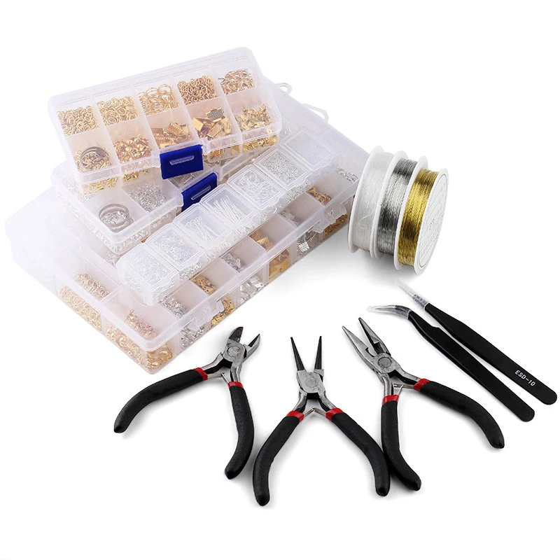 Jewelry Making Tools - ジュエリー所見ツールセットオープンジャンプリング/ロブスタークラスプ/テールチェーン/クリップバックル/ドロップキット/イヤリングフック/DIYジュエリー作成用