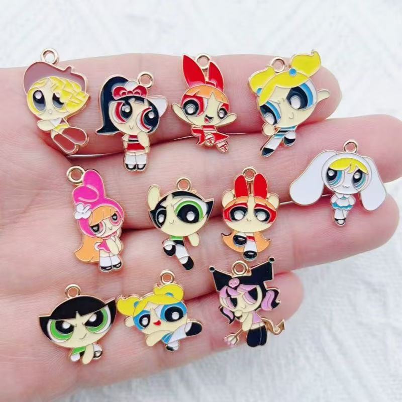 Jewelry Making Diy - 10個入り 合金製オイルドリップ漫画ガールペンダント、DIYジュエリー製作イヤリングキーホルダーアクセサリー
