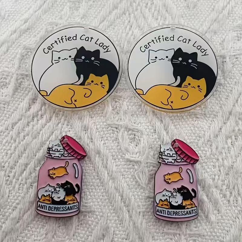 Jewelry Making Diy - 10個のアクリル製のかわいい猫ペンダント、DIYジュエリー作り、イヤリング、ネックレス、キーホルダーアクセサリー
