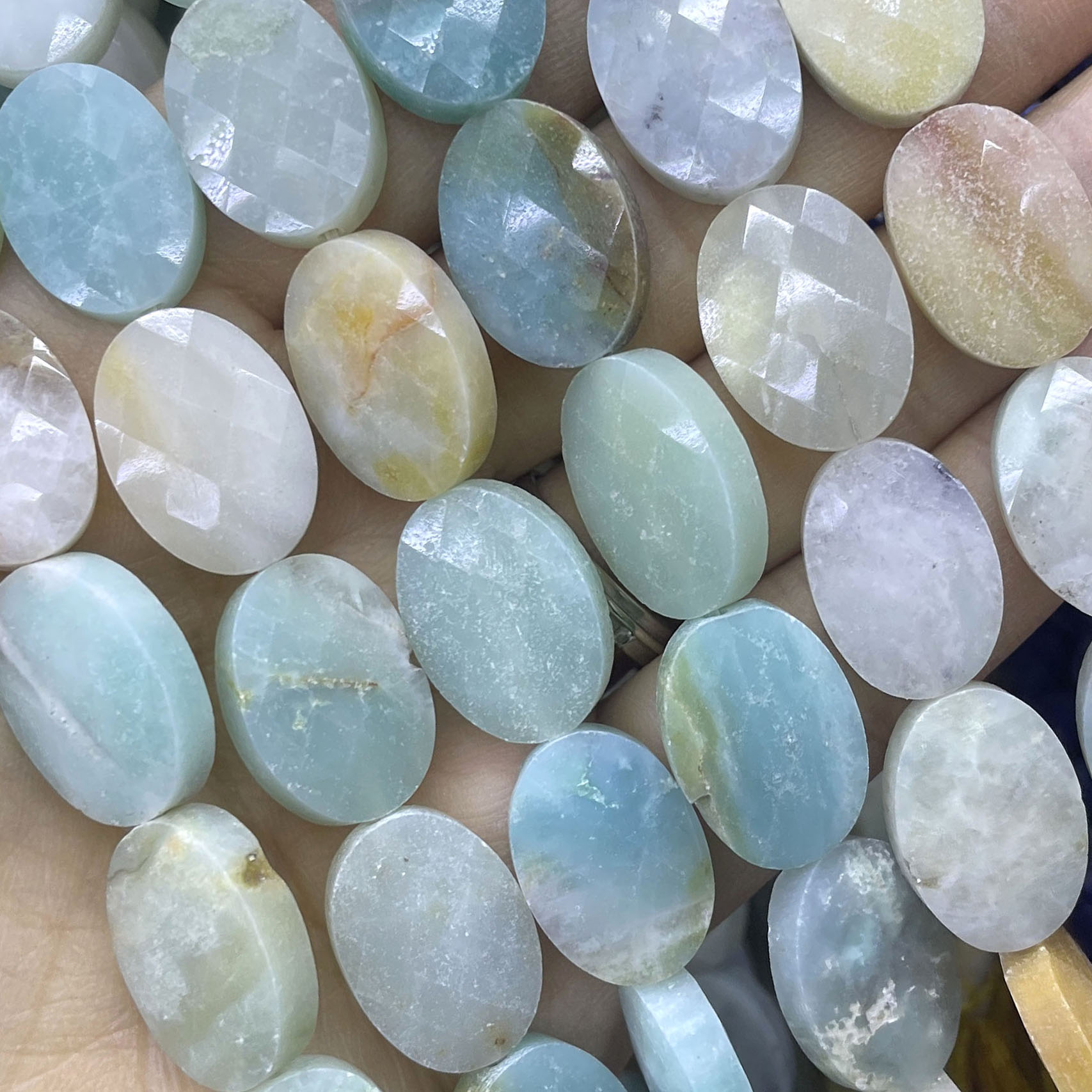 Jewelry Making Amazon - 13X18MM ファセット天然石オーバル形状カラフルなアマゾンスペーサービーズ DIY ジュエリー作成用ブレスレットネックレスアクセサリー