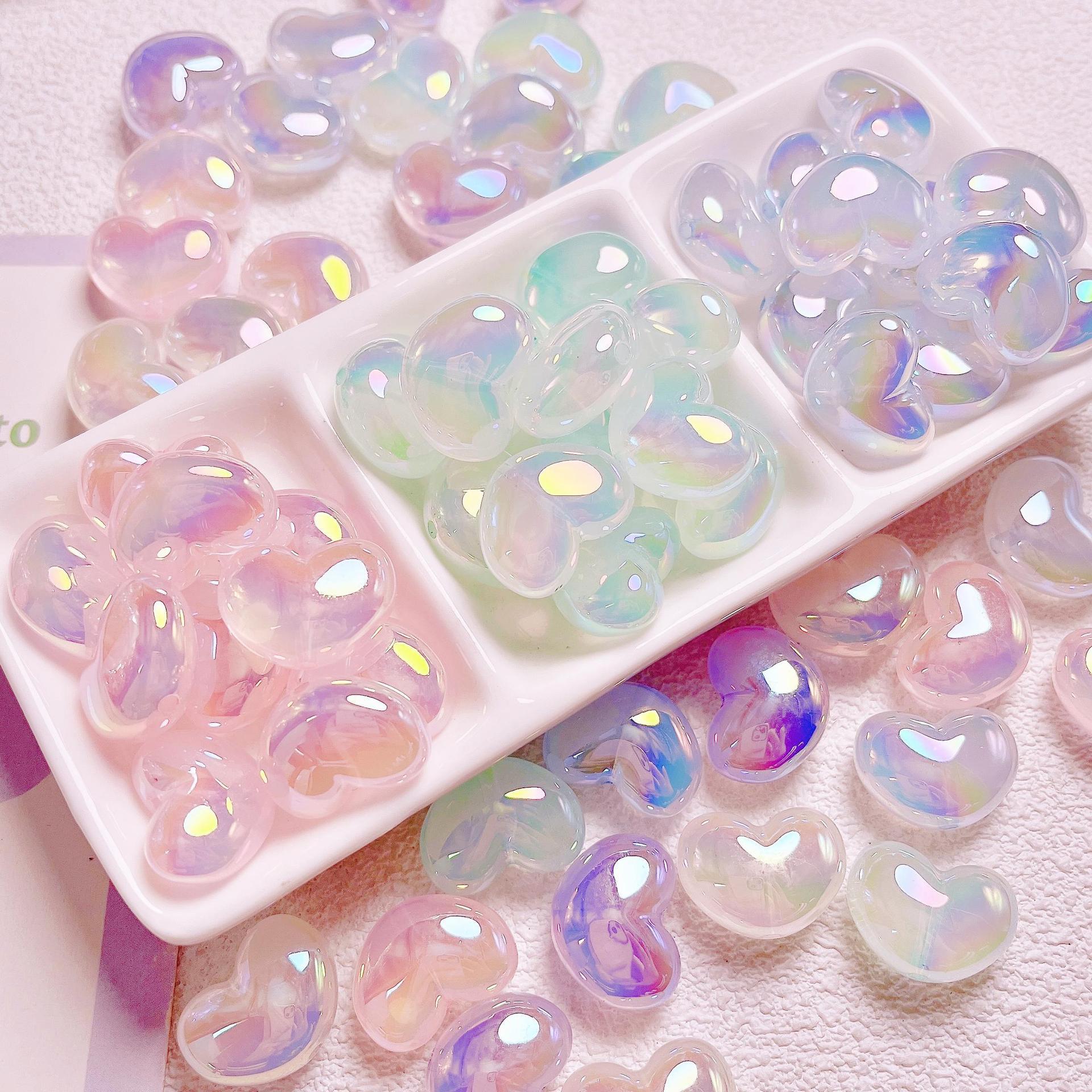Jewelry Making Ideas With Beads - 透明なアクリルビーズハート,ブレスレット,ネックレス,ジュエリー作り,10個