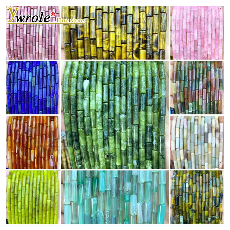 Crimp Bead Tube - ジュエリー作り用の大きなターコイズクリスタルスペーサービーズ,天然石チューブ,DIYブレスレットチャーム,イヤリングアクセサリー,4x13mm