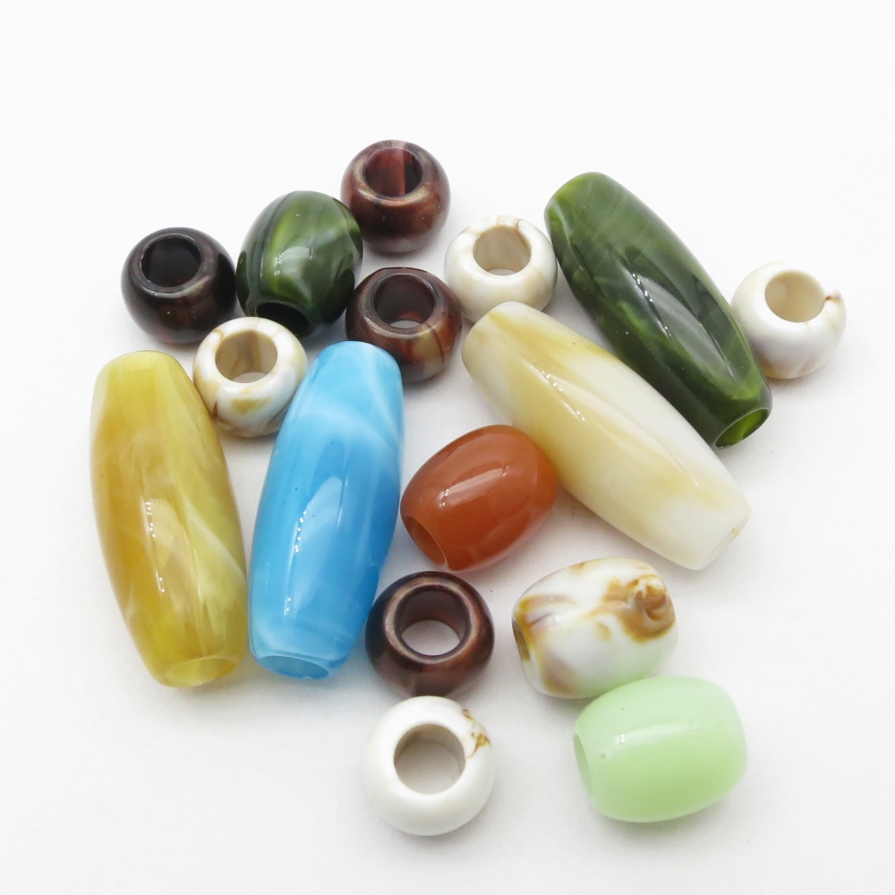 Crimp Bead Tube - 16個入りミックススタイルアクリルクロシェヘアブレイドドレッドロックビーズリングチューブジュエリー製作ブレスレットネックレスアクセサリー