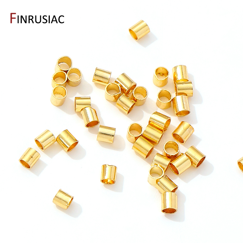 Crimp Bead Tube - 18K金メッキ真ちゅうチューブビーズ、圧着端、DIYネックレス用ストッパースペーサービーズ、ブレスレット作成、消耗品、2mm、2.5mm