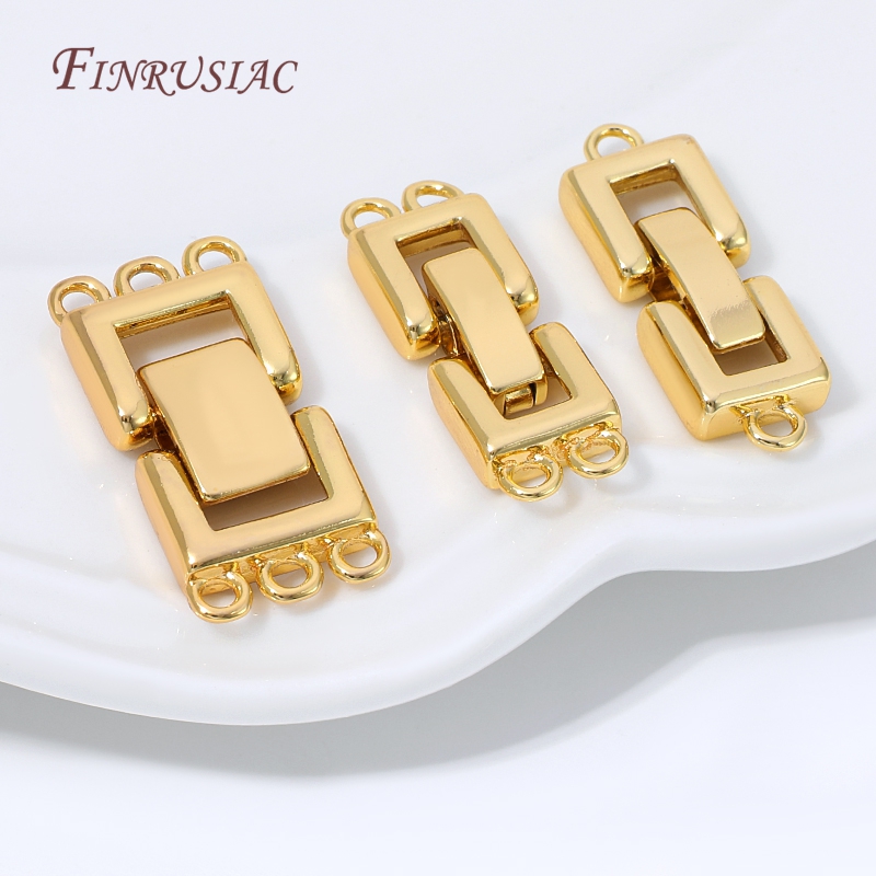 Jewelry Making Bead - 18K金メッキマルチストランドクラスプコネクター長方形レイヤードパールブレスレットクラスプマルチループDIYジュエリー製作アクセサリー