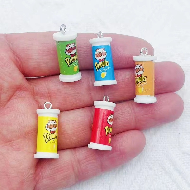 Jewelry Making Resin - 10個入り シミュレーション3Dバケツ型ポテトチップススナック樹脂ペンダント DIYジュエリーアクセサリー イヤリング キーホルダー ヘアアクセサリー
