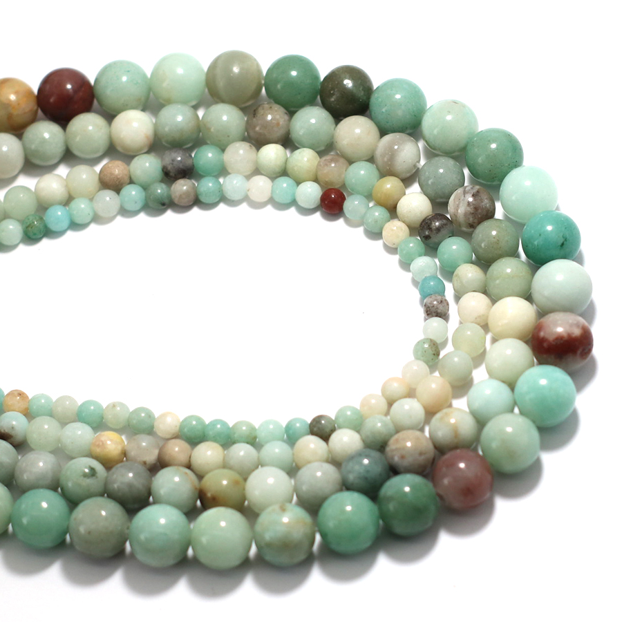 Jewelry Making Amazon - グレード A 4/6/8/10 ミリメートル天然アマゾン石ジュエリーメイキング用グリーンルーススムーズラウンドビーズ DIY ネックレスブレスレットイヤリングアンクレット