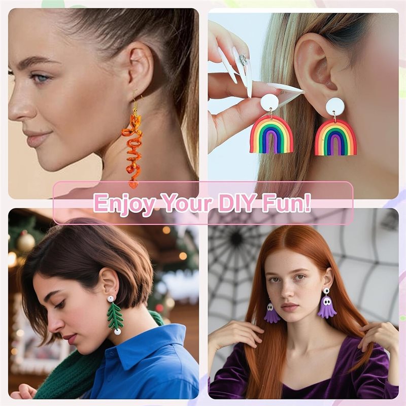 Jewelry Making Guide - B03C-クラフト用ハンドドリル-ビットセット付属-12個入りポリマークレイイヤリングドリルガイドツール、ジュエリー製作プロジェクト用