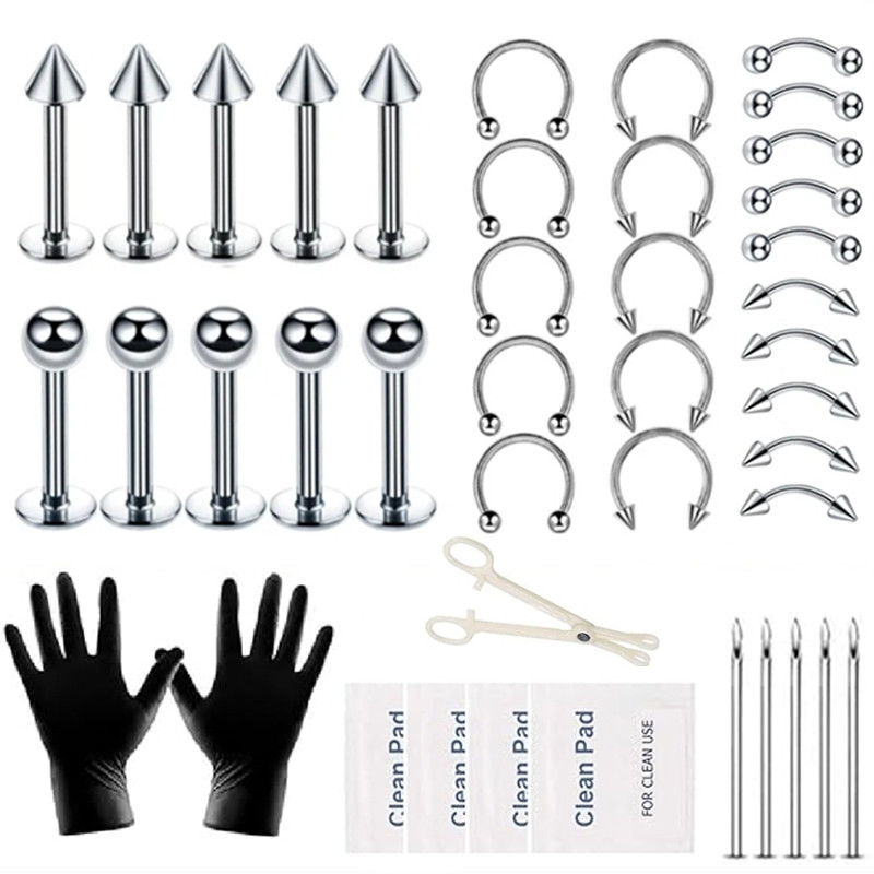 Jewelry Making Kit Professional - プロのボディピアスツールキット,耐衝撃性,クランプ,針,鼻のリング,フープ,耳,唇,腹,へそ,舌,ジュエリー