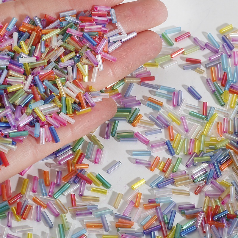 Crimp Bead Tube - 2x7mm 600個/ロット 米粒型クリスタルビーズ チューブガラスシードビーズ ルーススペーサービーズ DIYジュエリー製作アクセサリー用