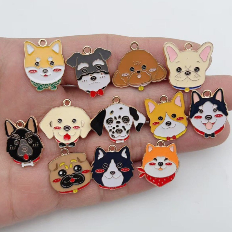 Jewelry Making Diy - 12個入り漫画ペット斑点犬合金オイルドロップペンダント、DIYジュエリー製作イヤリング、キーホルダーアクセサリー