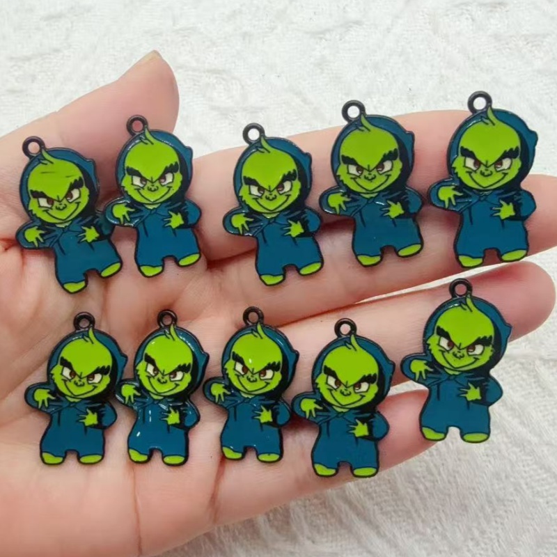 Jewelry Making Diy - 10個入り合金製ドリップオイル漫画クリスマスペンダント、DIYジュエリー製作イヤリング、キーホルダー、アクセサリー