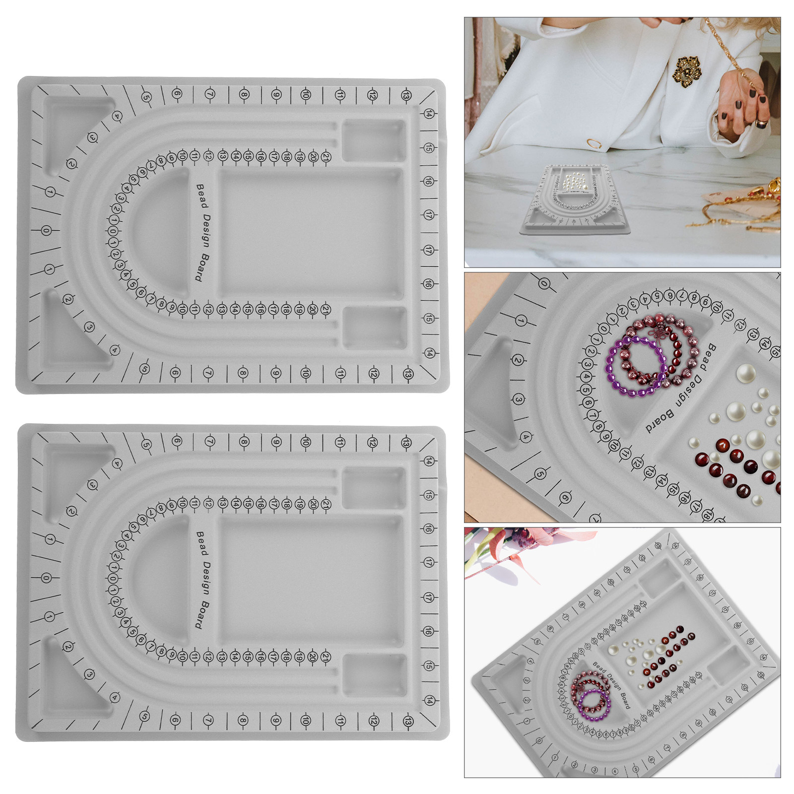 Jewelry Making Bead - 2 個ビーズデザインボードジュエリー作成トレイネックレスブレスレット DIY ビーズオーガナイザー頑丈なビーズボードビーズアクセサリー