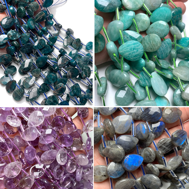 Jewelry Making Amazon - ファセットナチュラル 8 × 12 ミリメートルラブラドライトアマゾンソーダライト天河ラピスラズリフラットドロップ形状石ルースビーズ DIY