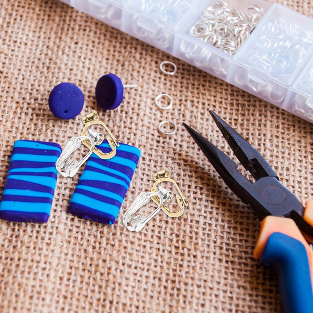 Jewelry Making Tools - 40個入りイヤリングクリップコンバーター、非ピアスイヤリング用クリップオンイヤリングDIYキット、ジュエリー製作変換ツール、大人向けイヤリング製作キット