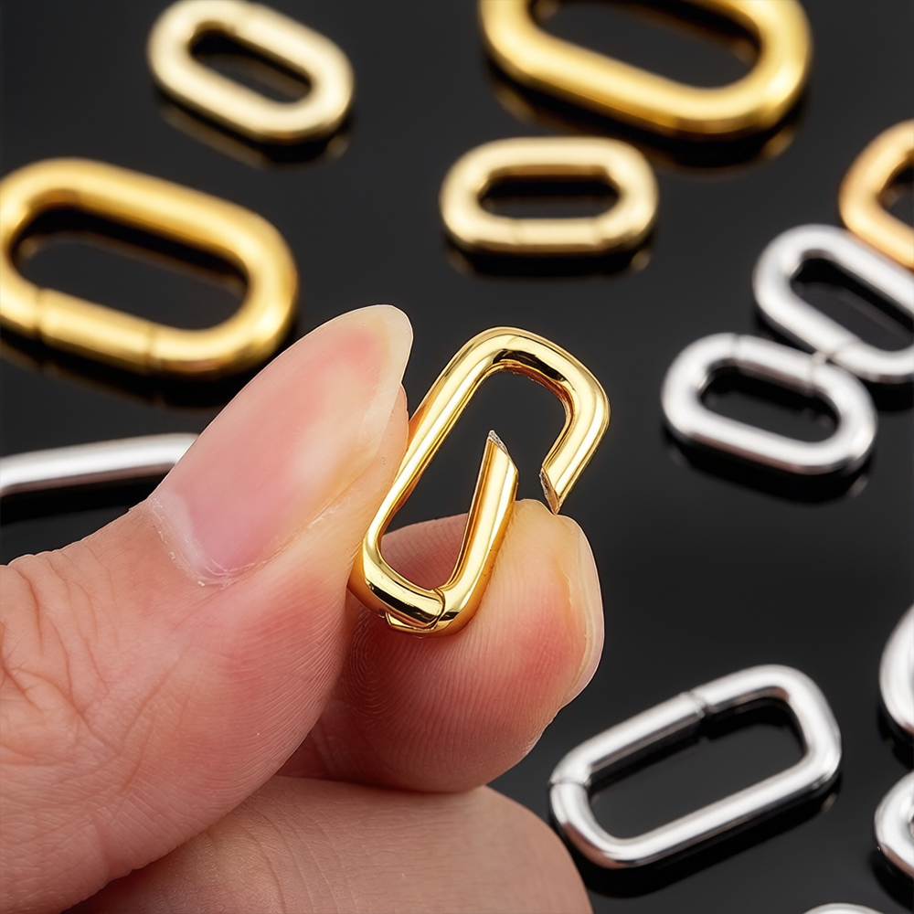 Jewelry Making Bead - 2個入り 18K金メッキ オーバルカラビナネックレスクラスプ スプリングリング パールエンハンサーコネクター DIYジュエリーブレスレット製作用