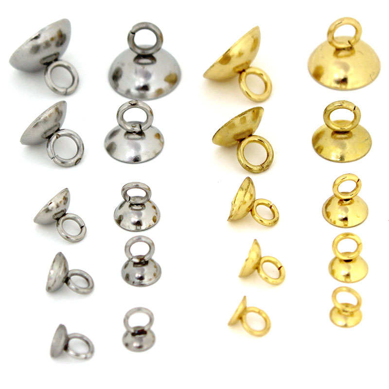 Jewelry Making Bead - 20個入り 4/5/6/8/10mm ステンレス製ビーズエンドキャップ クラスプ ペンダントチャーム コネクター
