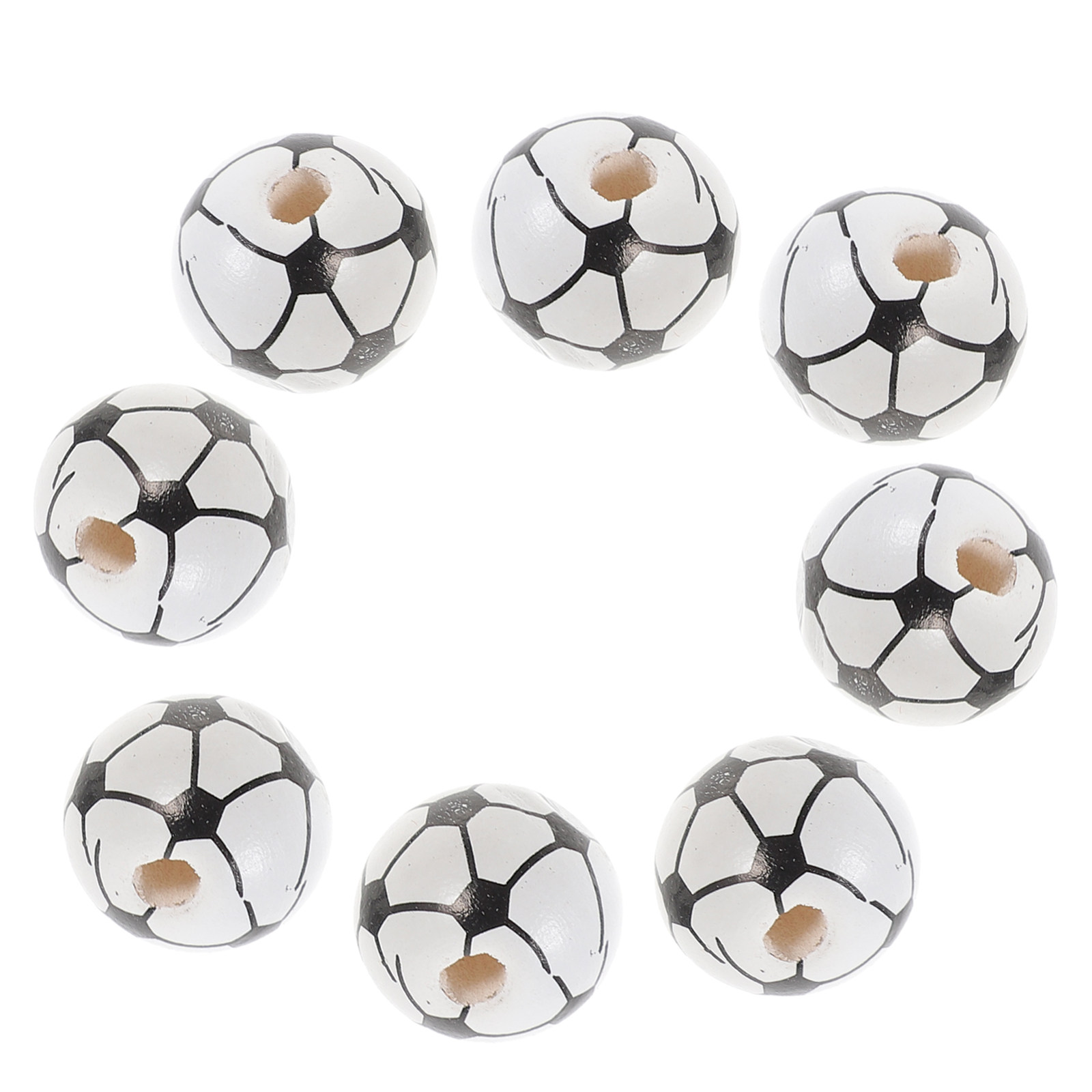 Jewelry Making Ideas With Beads - 50個入り装飾用木製ビーズ スポーツ型 小さなスペーサービーズ ジュエリー製作 クラフトプロジェクト 誕生日プレゼントアイデア