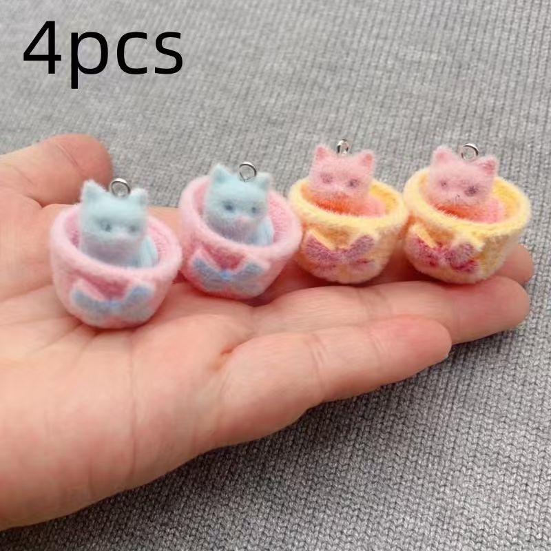 4個入り3Dぬいぐるみ樹脂製猫ペンダント、DIYジュエリー製 - Jewelry Making Diy のレビューと価格