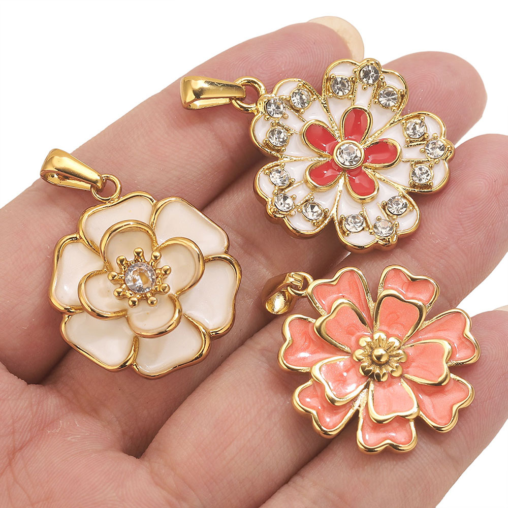 2 個ステンレス鋼エナメル大花チャームジュエリー作成用品ペン - Jewelry Making Supplies Wholesale のレビューと価格