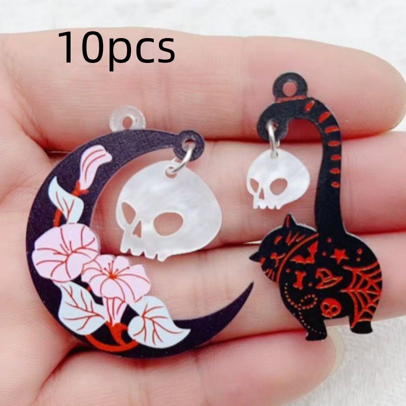 10個入り ハロウィン アクリル ゴースト ブラックキャット - Jewelry Making Diy のレビューと価格