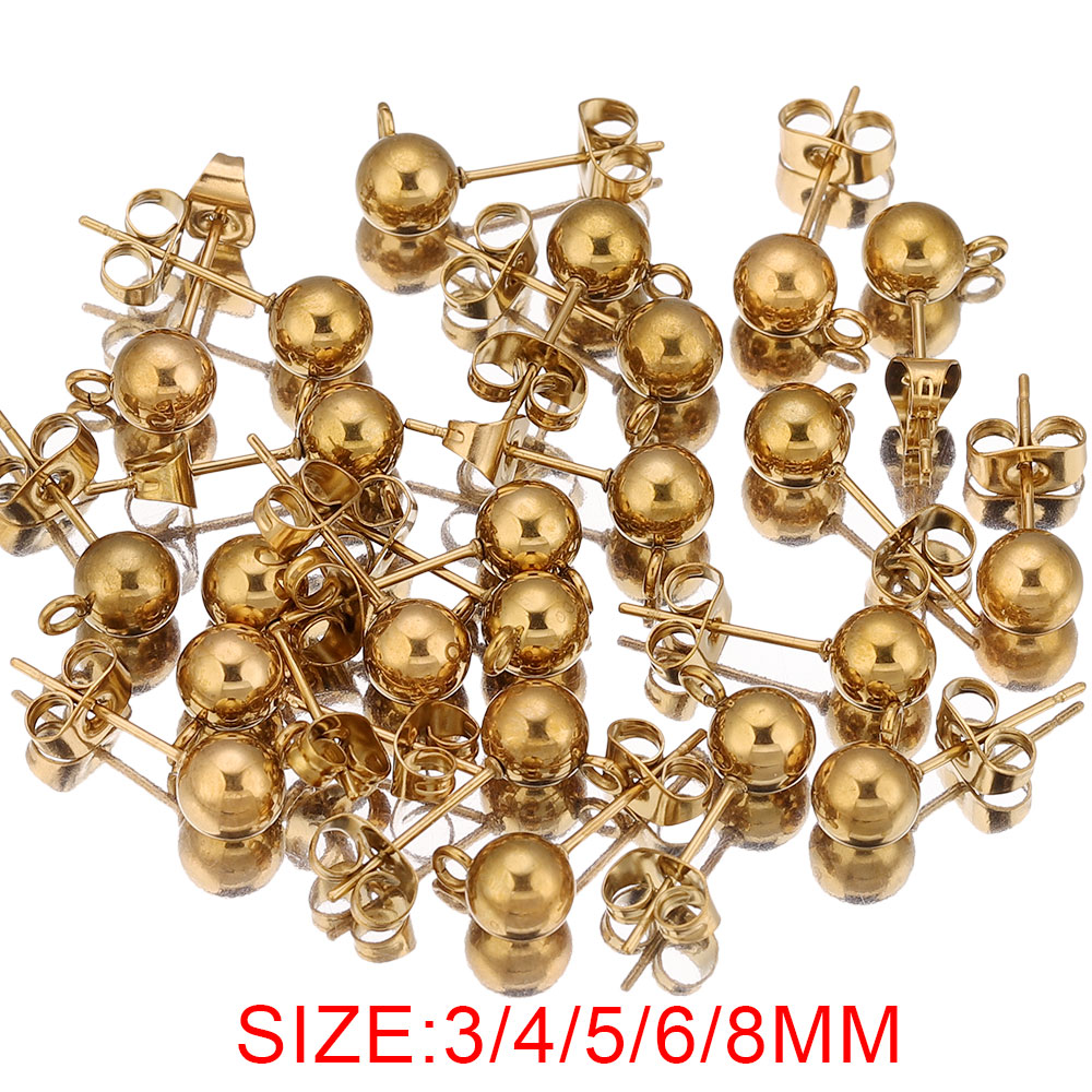 20個 ステンレス製 4 5 6 8mm 丸型ボールスタッド - Jewelry Making Supplies Wholesale のレビューと価格