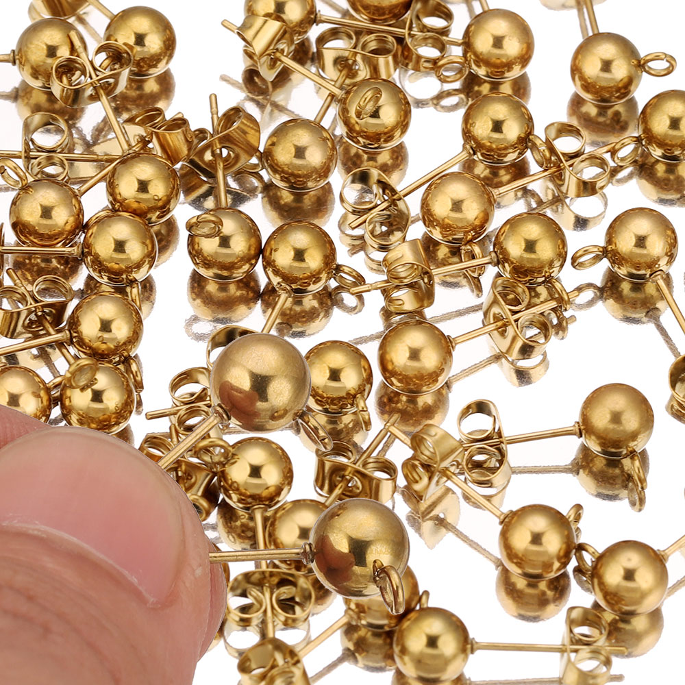 20個 ステンレス製 4 5 6 8mm 丸型ボールスタッド - Jewelry Making Supplies Wholesale のレビューと価格