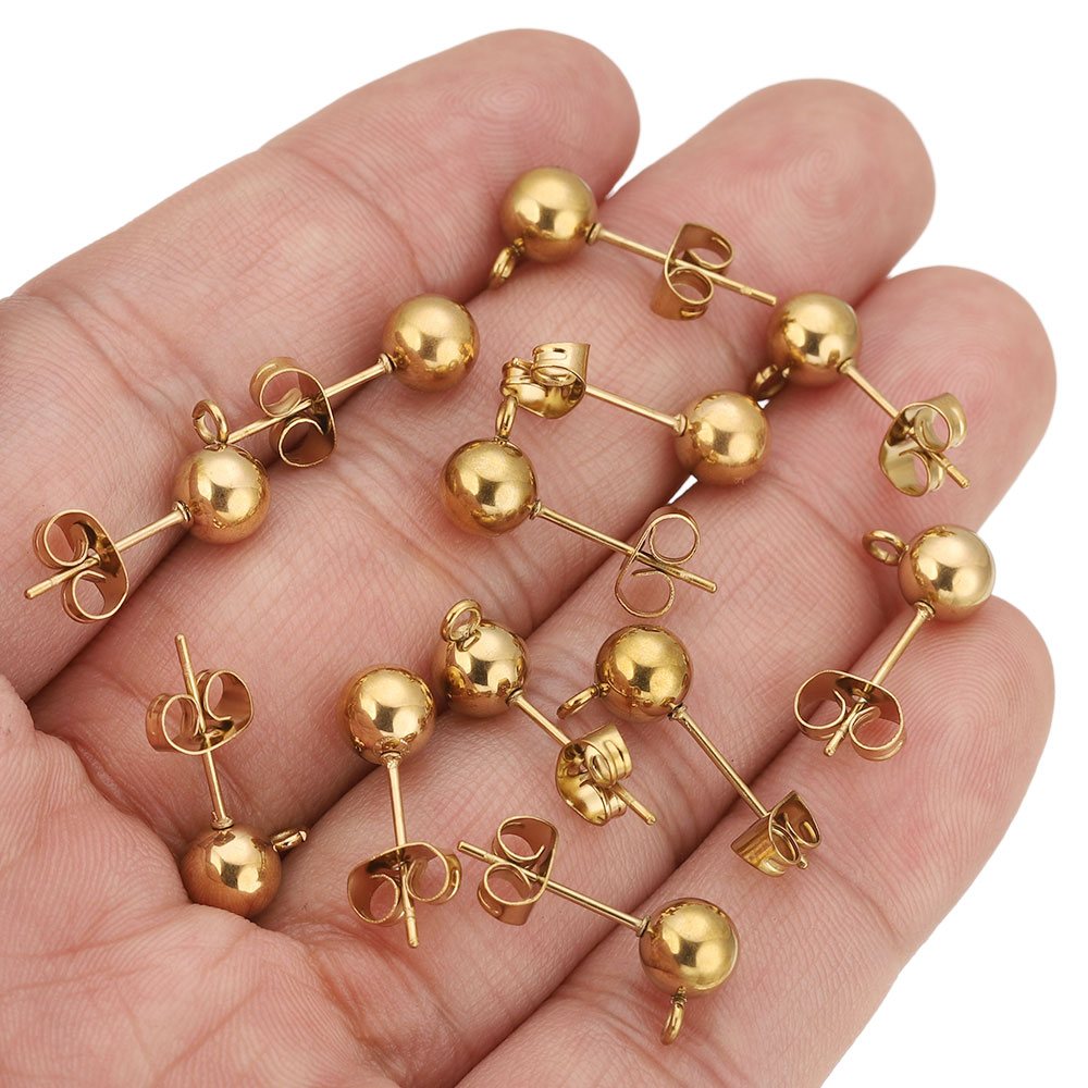 20個 ステンレス製 4 5 6 8mm 丸型ボールスタッド - Jewelry Making Supplies Wholesale のレビューと価格