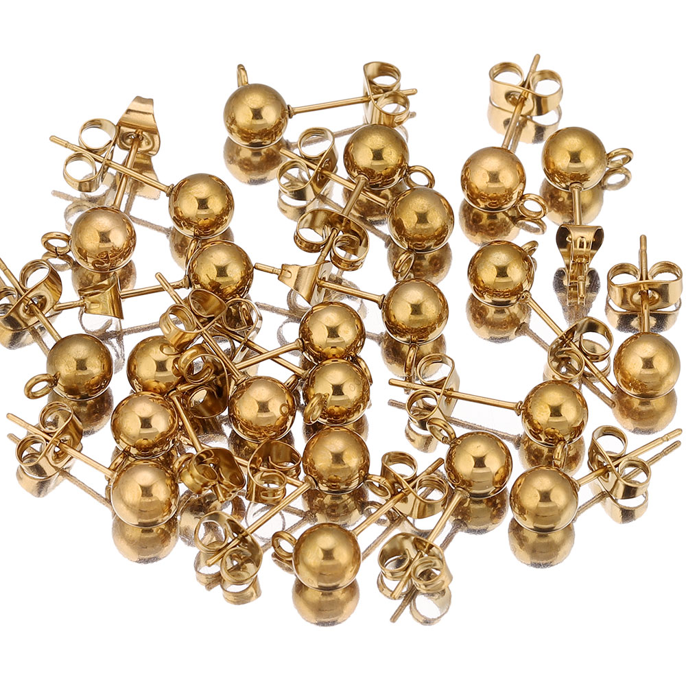 20個 ステンレス製 4 5 6 8mm 丸型ボールスタッド - Jewelry Making Supplies Wholesale のレビューと価格