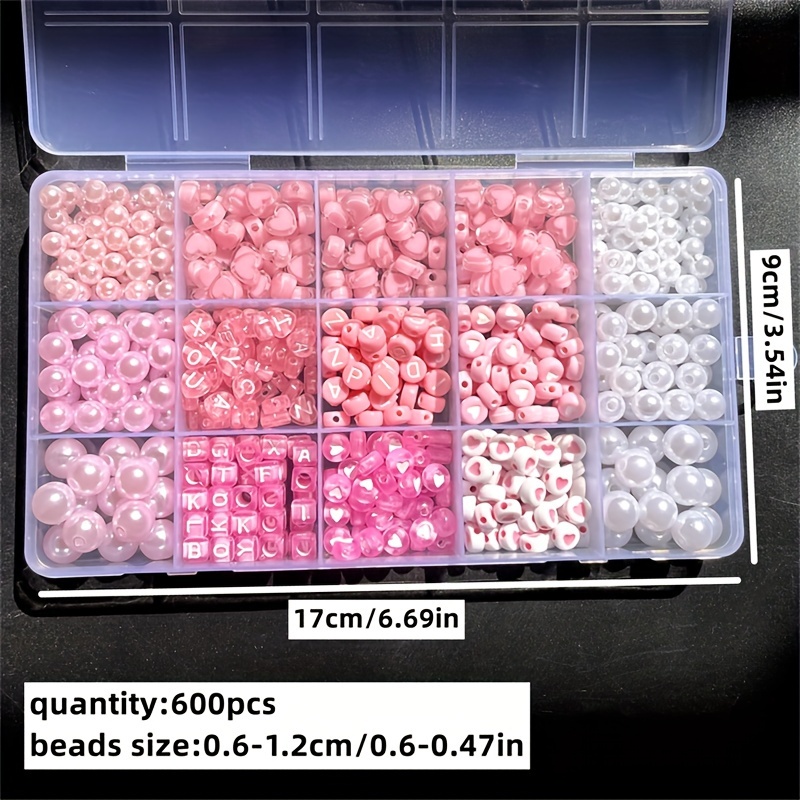 10個入りピンクアルファベットボックス、アクリルビーズ、手作 - Jewelry Making Degree のレビューと価格