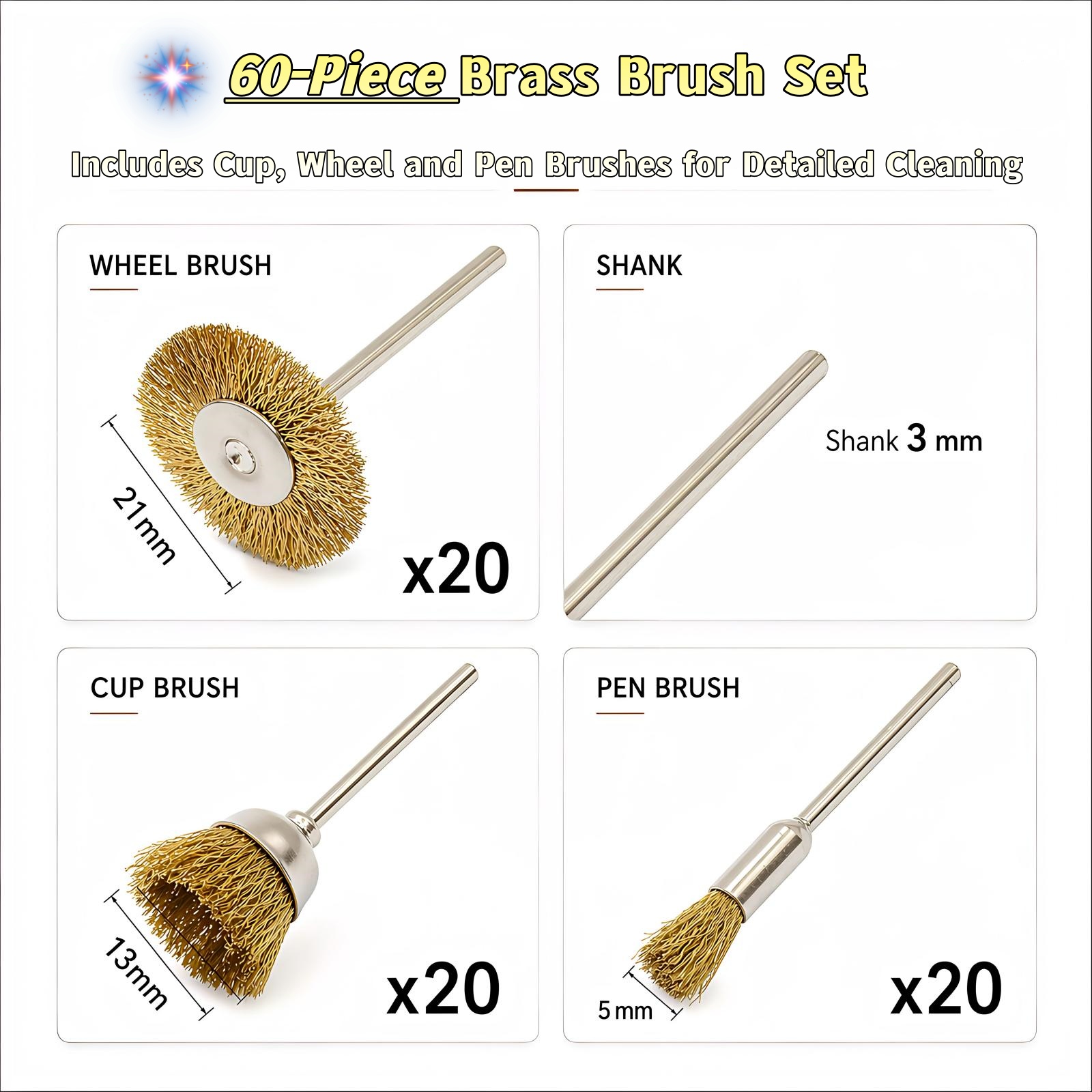 60個入り ジュエリー製作ツール 真鍮ワイヤーブラシセット  - Jewelry Making Tools のレビューと価格