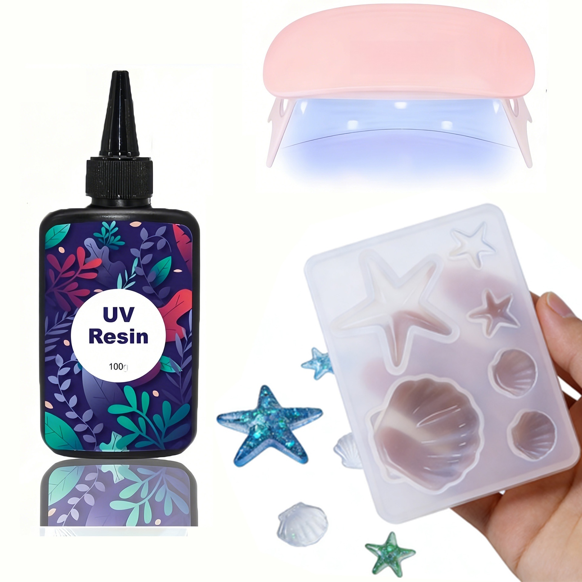 DIY 海洋テーマクリスタルエポキシ樹脂シェルジュエリーペン - Jewelry Making Uv Resin Kit のレビューと価格