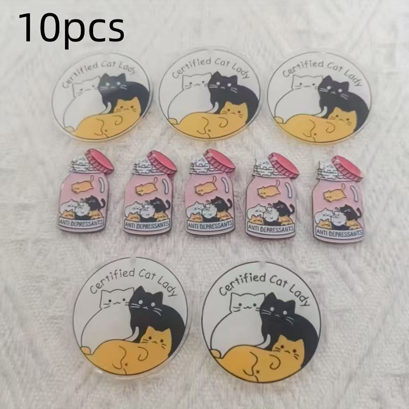 10個のアクリル製のかわいい猫ペンダント、DIYジュエリー作 - Jewelry Making Diy のレビューと価格
