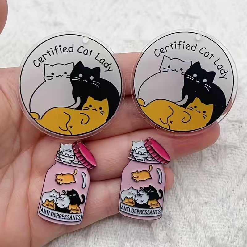 10個のアクリル製のかわいい猫ペンダント、DIYジュエリー作 - Jewelry Making Diy のレビューと価格
