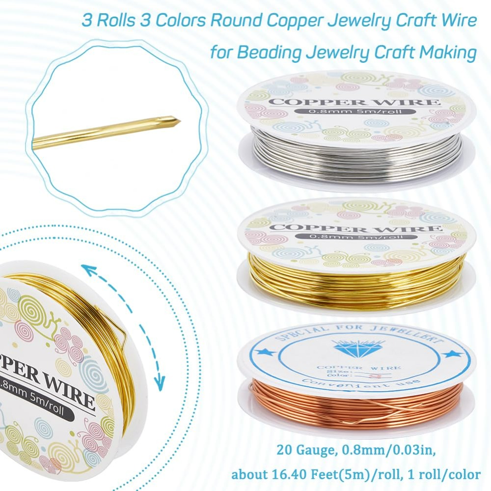 純銅ジュエリーワイヤー,クラフトキット,金と銀のワイヤー,裸 - Jewelry Making Degree のレビューと価格