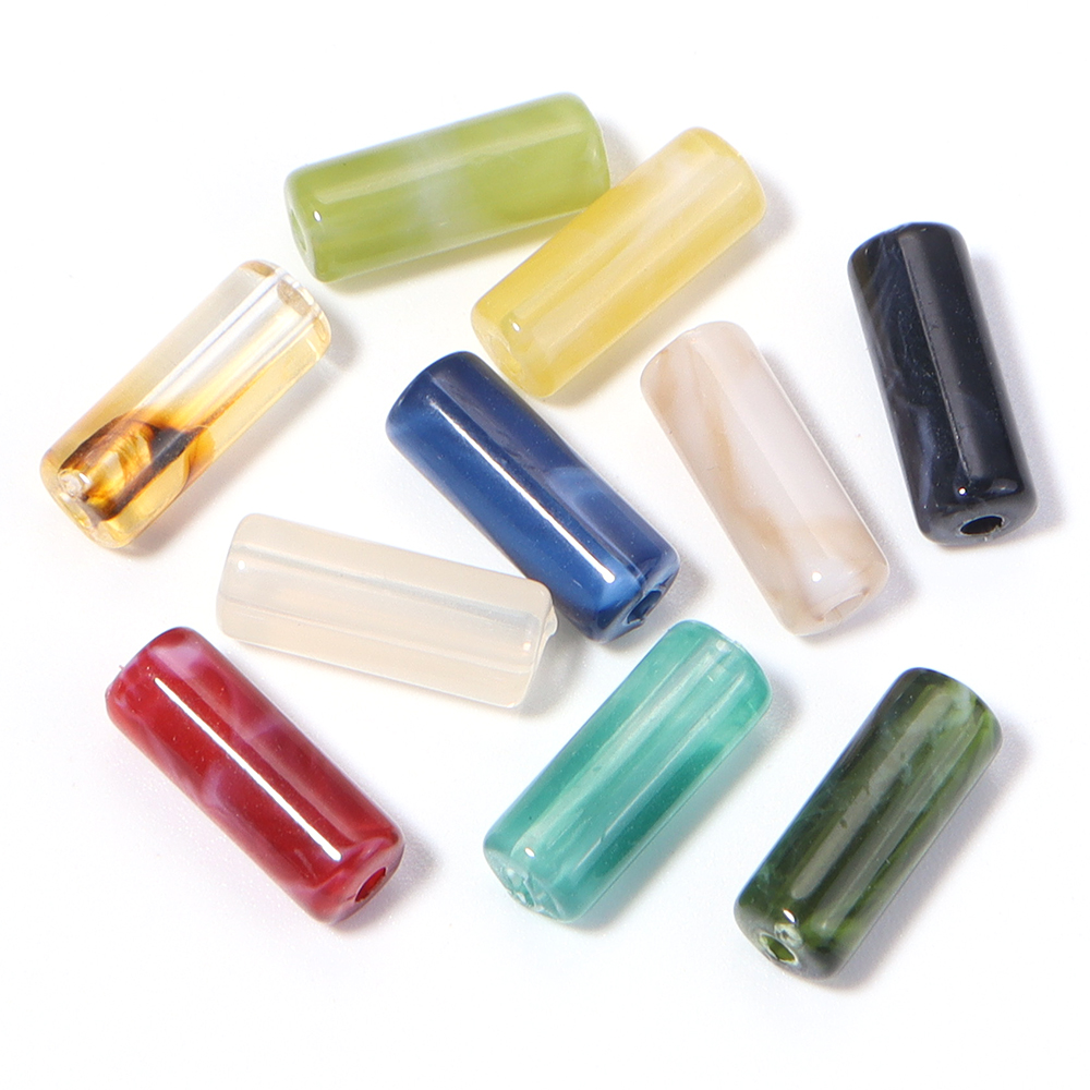 100個/ロット シリンダーアクリルビーズ マーブル模様 ミ - Crimp Bead Tube のレビューと価格
