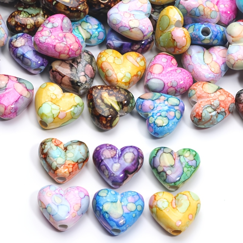 ハート型のスペースビーズ 16mm 30個 ランダムカラー  - Jewelry Making Ideas With Beads のレビューと価格