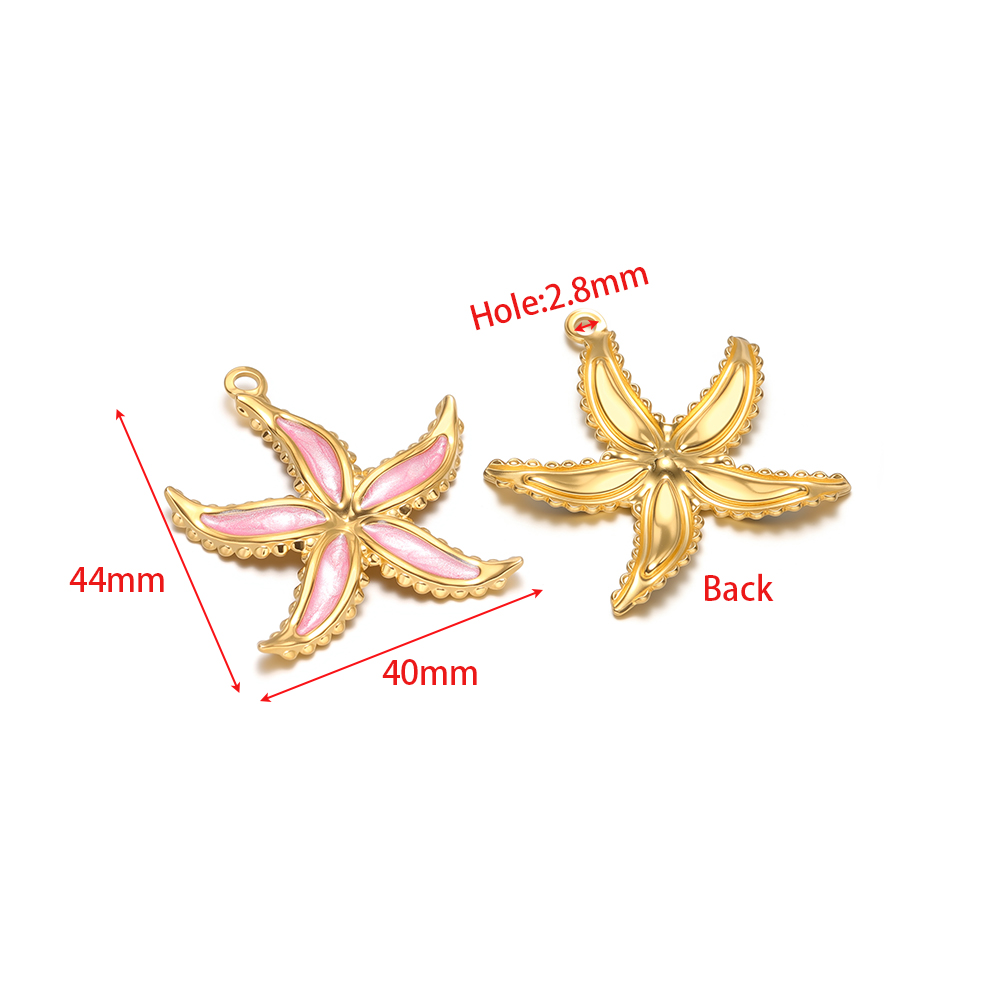 4 個ステンレス鋼エナメルヒトデチャームオーシャンネックレス - Jewelry Making Supplies Wholesale のレビューと価格