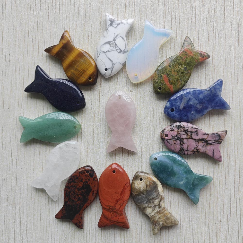 天然アマゾン石ファッション彫刻混合魚形ペンダント DIY ジ - Jewelry Making Amazon のレビューと価格