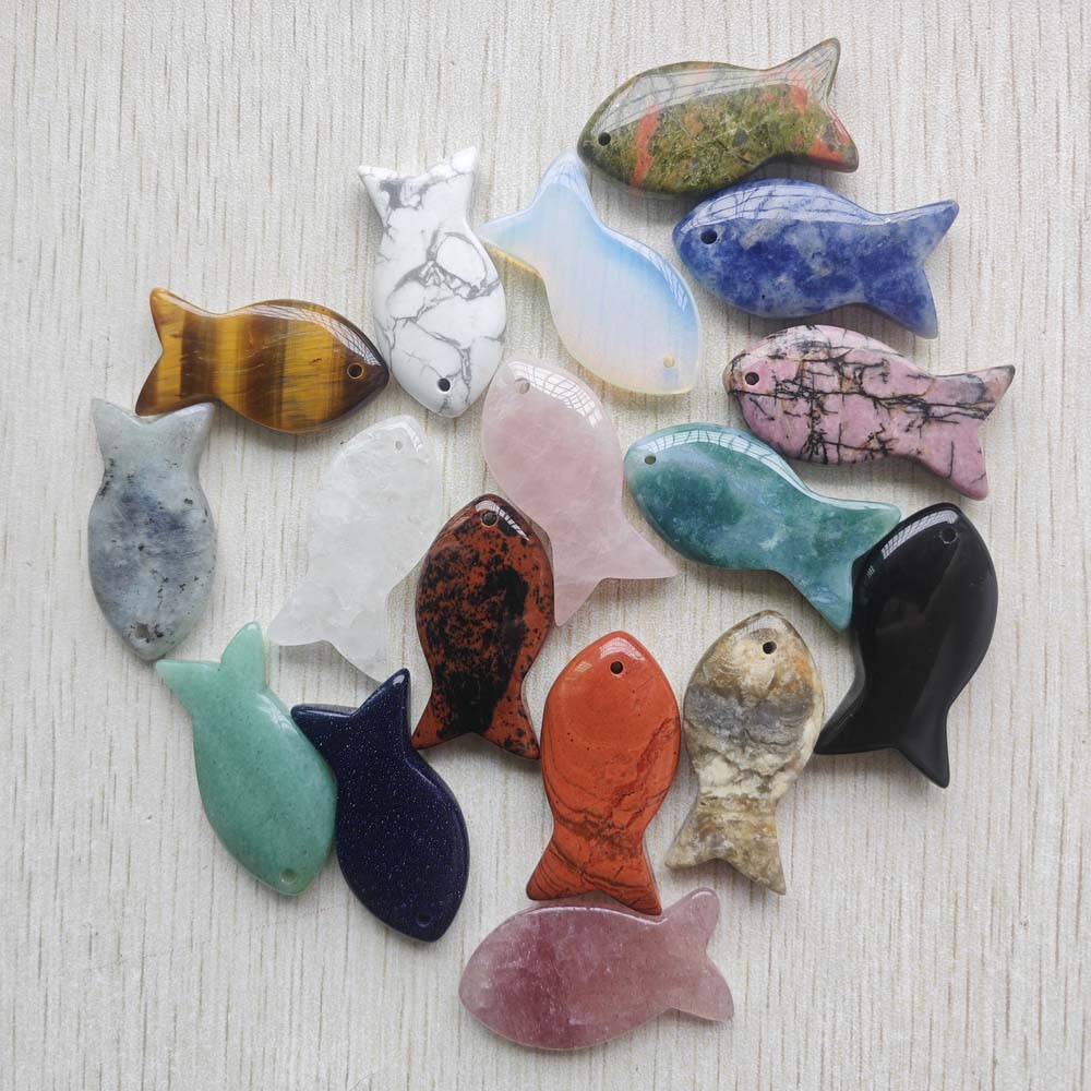 天然アマゾン石ファッション彫刻混合魚形ペンダント DIY ジ - Jewelry Making Amazon のレビューと価格