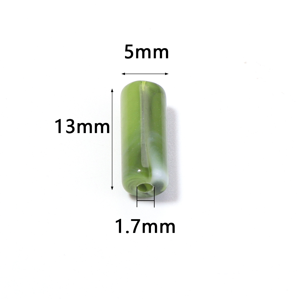 100 個 5 × 13 ミリメートル模造翡翠石アクリルチュ - Crimp Bead Tube のレビューと価格