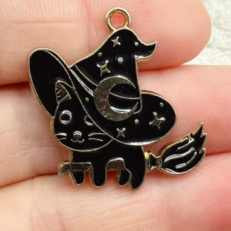 10 個オリジナル合金エナメル黒猫チャームかわいい子猫ペンダ - Jewelry Making Diy のレビューと価格