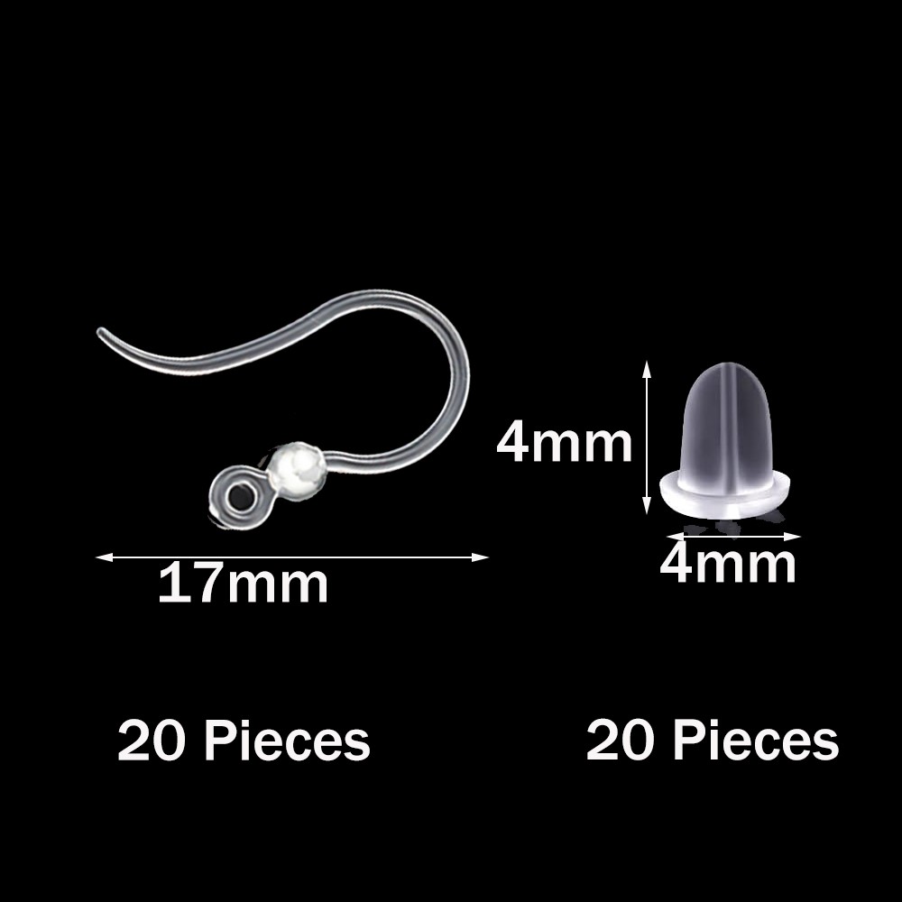 40個の透明なプラスチック製イヤリングフック、ループ付きイヤ - Jewelry Making Resin のレビューと価格
